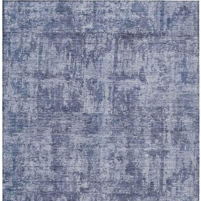10' X 14' Blue And Ivory Abstract Washable Indoor Outdoor Area Rug
