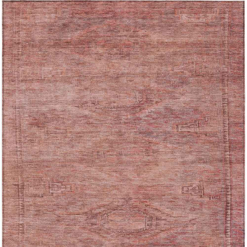3' X 5' Terra Cotta And Salmon Aztec Washable Indoor Outdoor Area Rug