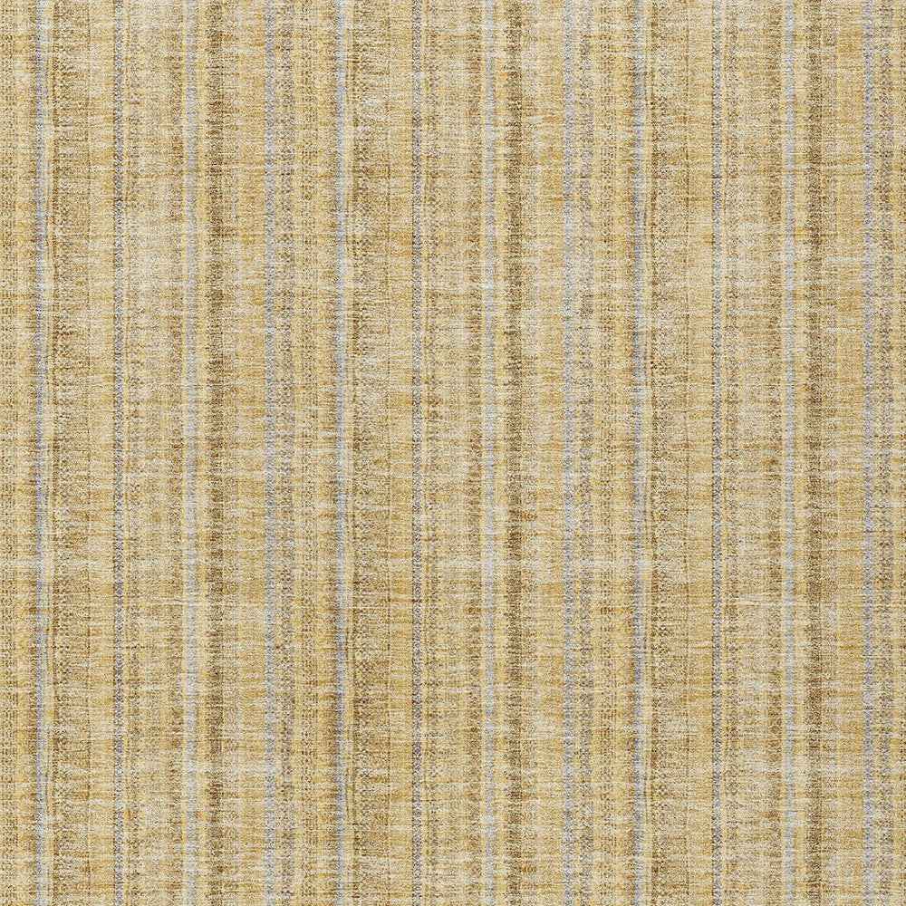 3' X 5' Wheat Gold And Gray Striped Washable Indoor Outdoor Area Rug