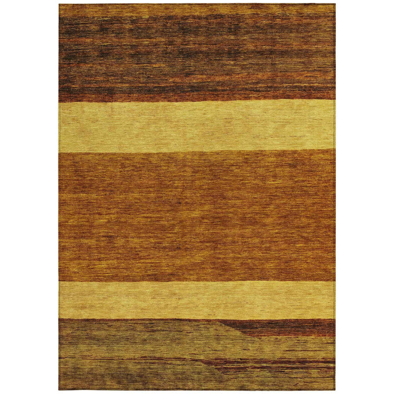 10' X 14' Terra Cotta Gold And Brown Abstract Washable Indoor Outdoor Area Rug