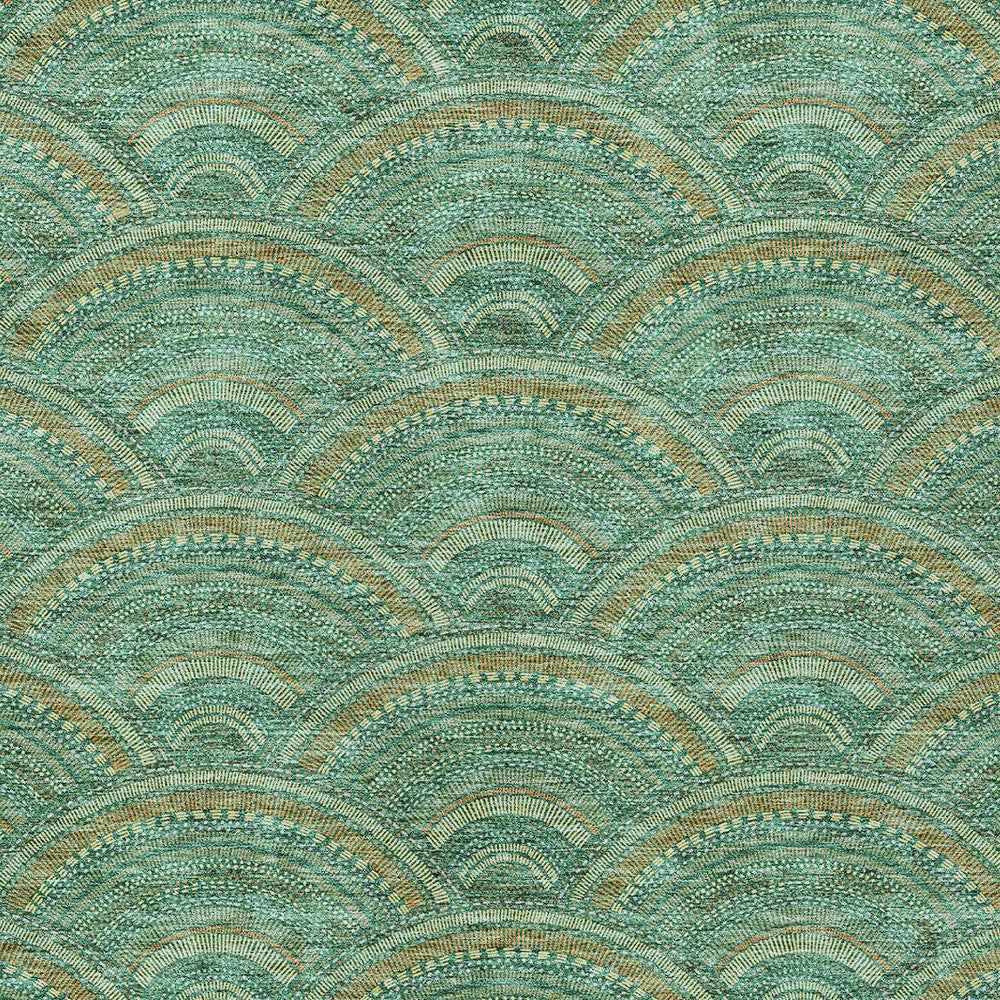 3' X 5' Sage Fern Green And Peach Geometric Washable Indoor Outdoor Area Rug