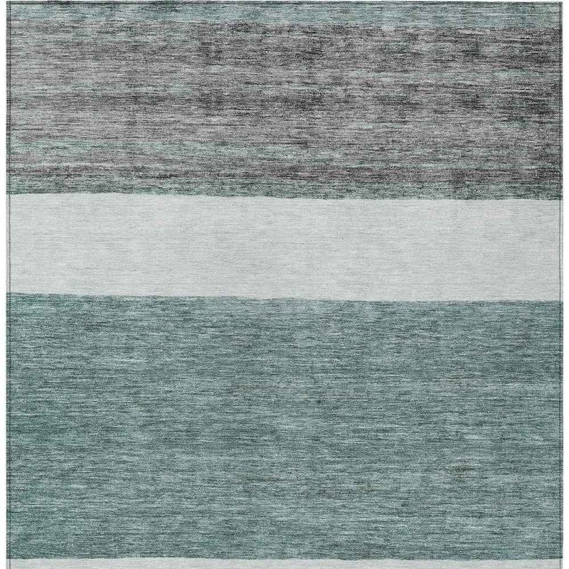 10' X 14' Teal Blue Off White And Gray Abstract Washable Indoor Outdoor Area Rug