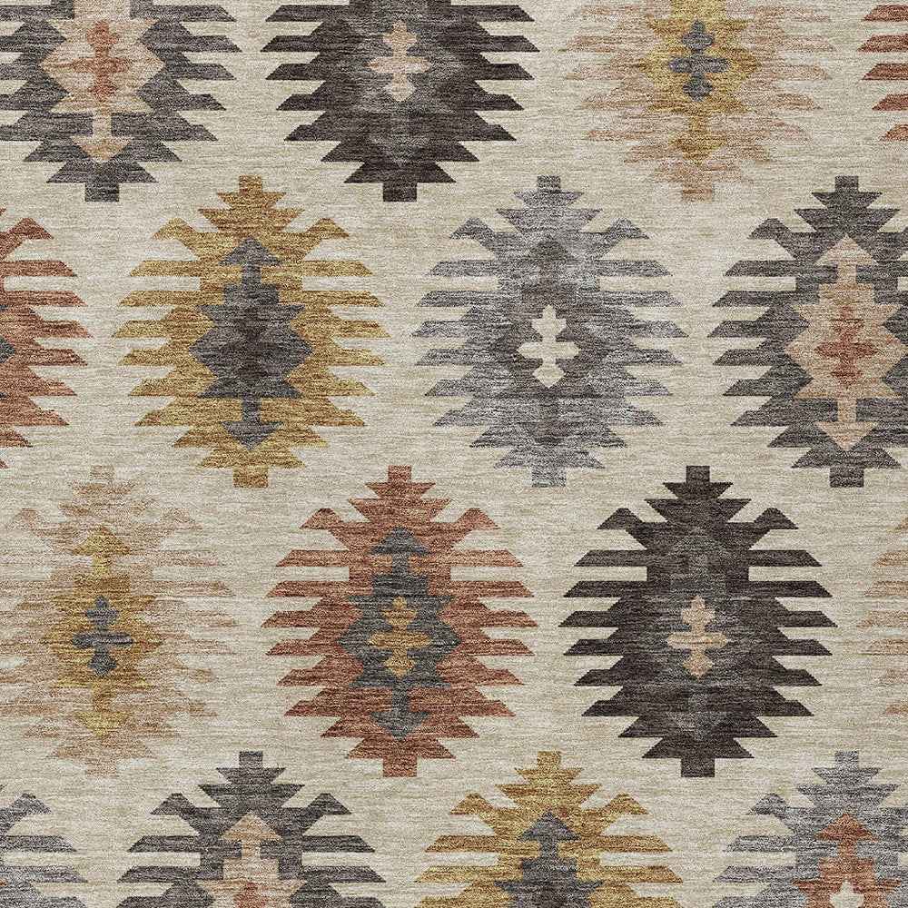 10' X 14' Beige Copper And Gray Southwestern Washable Indoor Outdoor Area Rug