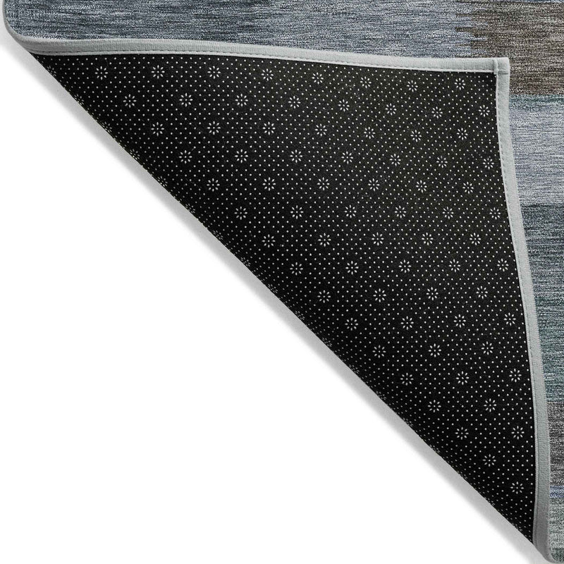 3' X 5' Blue Denim Blue And Brown Striped Washable Indoor Outdoor Area Rug