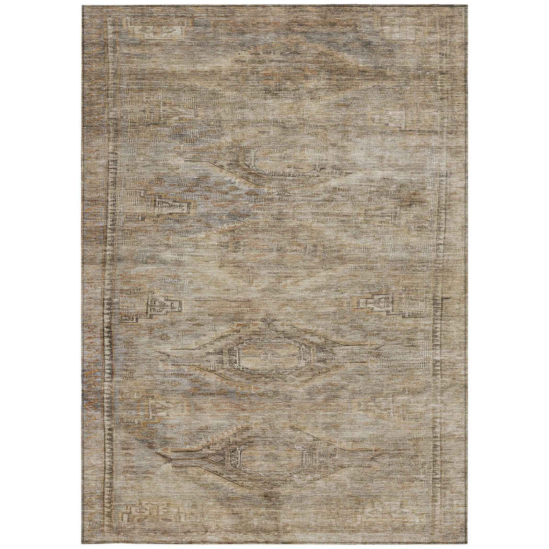 3' X 5' Brown And Taupe Aztec Washable Indoor Outdoor Area Rug