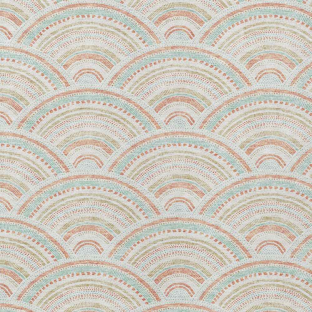 5' X 8' Linen Orange And Ivory Geometric Washable Indoor Outdoor Area Rug