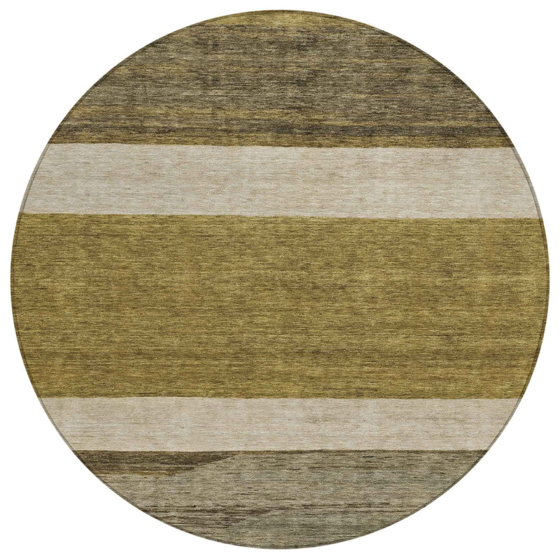 8' Coffee Ivory And Gray Round Abstract Washable Indoor Outdoor Area Rug