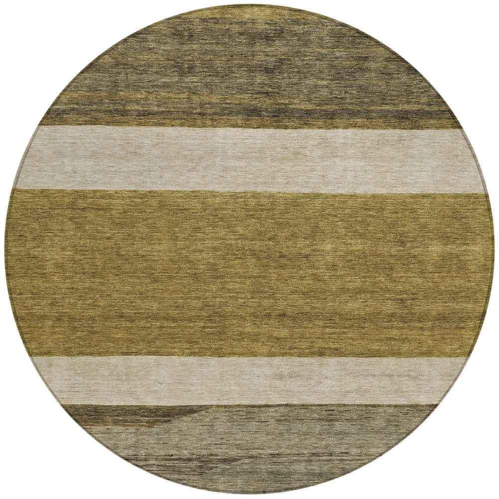 8' Coffee Ivory And Gray Round Abstract Washable Indoor Outdoor Area Rug