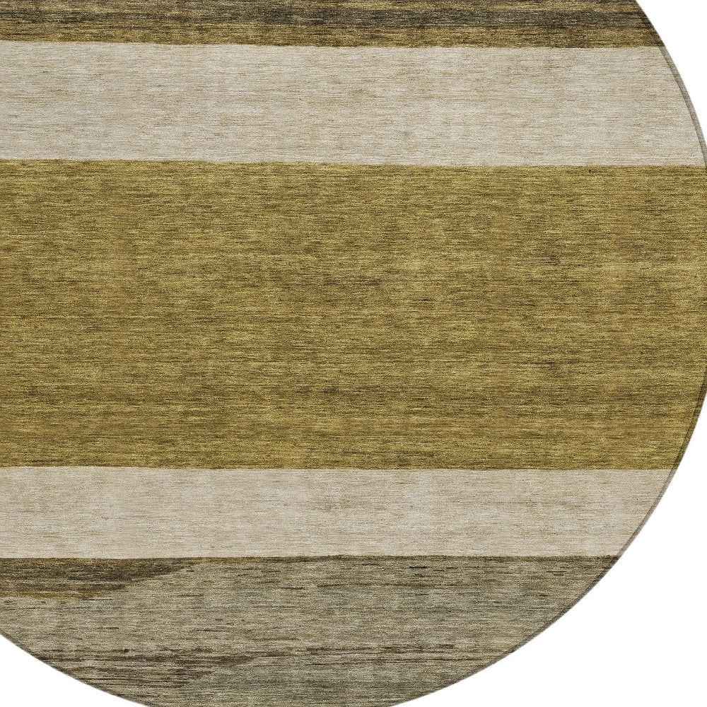 8' Coffee Ivory And Gray Round Abstract Washable Indoor Outdoor Area Rug