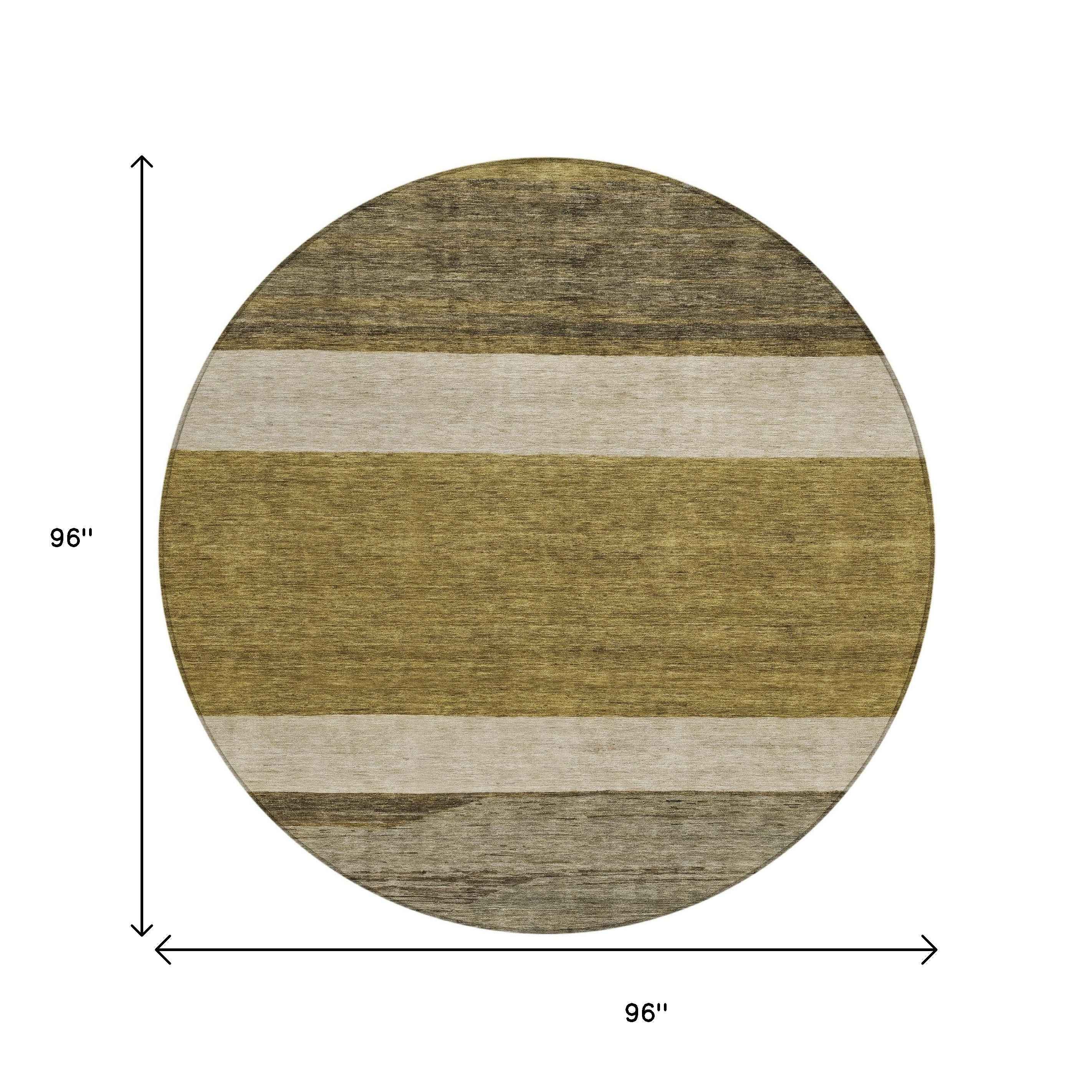 8' Coffee Ivory And Gray Round Abstract Washable Indoor Outdoor Area Rug