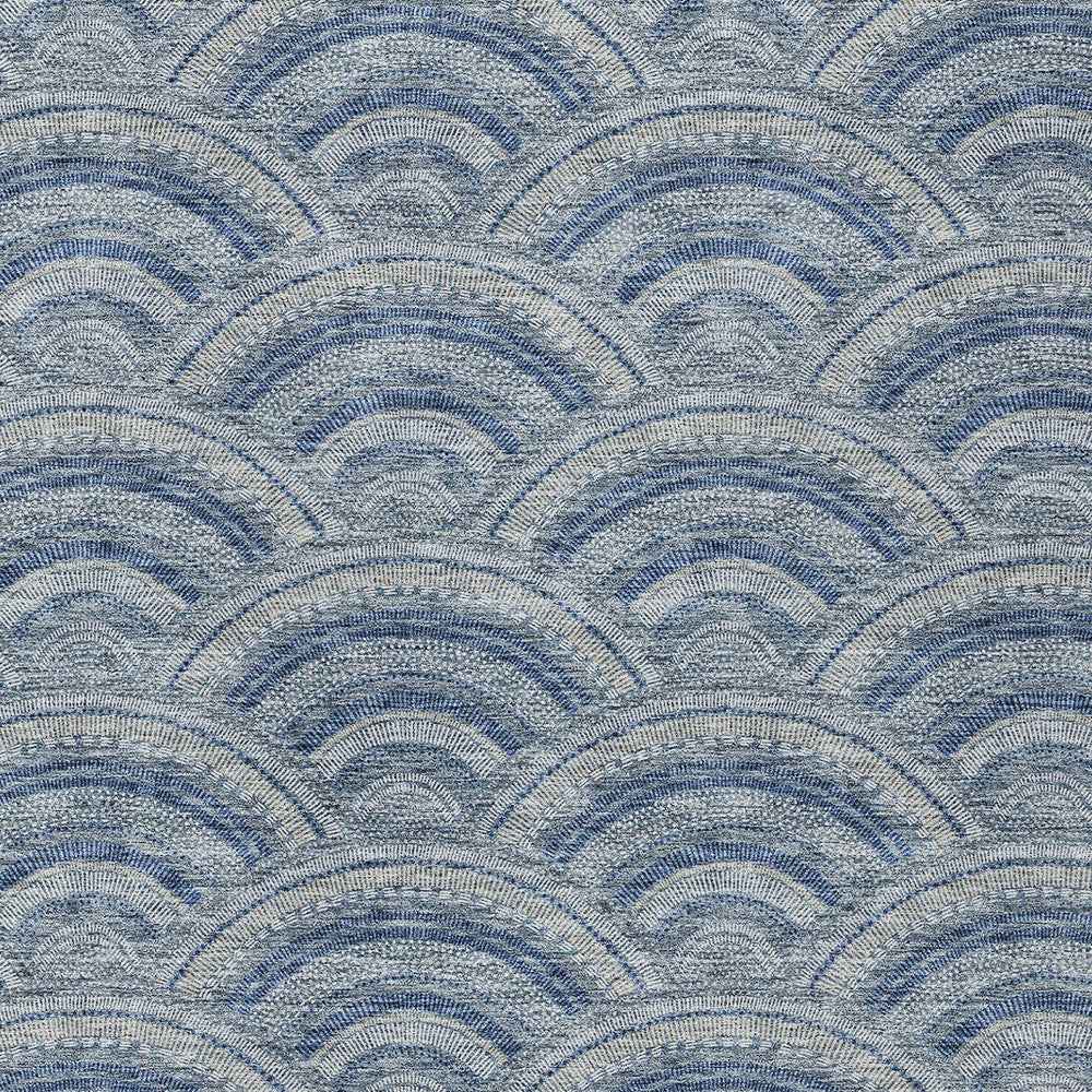 3' X 5' Denim Blue Navy Blue And Ivory Geometric Washable Indoor Outdoor Area Rug