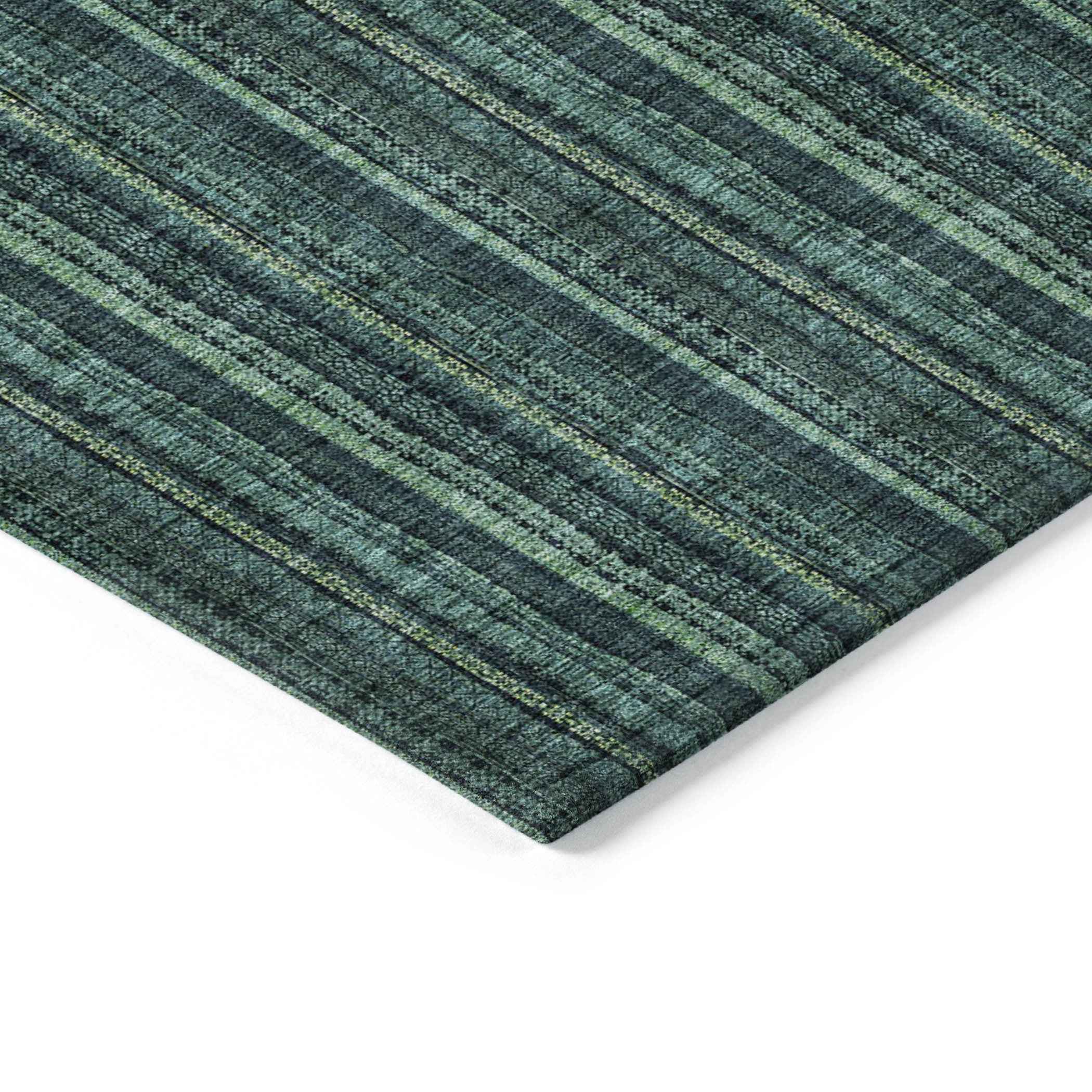 3' X 5' Teal Blue Aqua And Mint Green Striped Washable Indoor Outdoor Area Rug