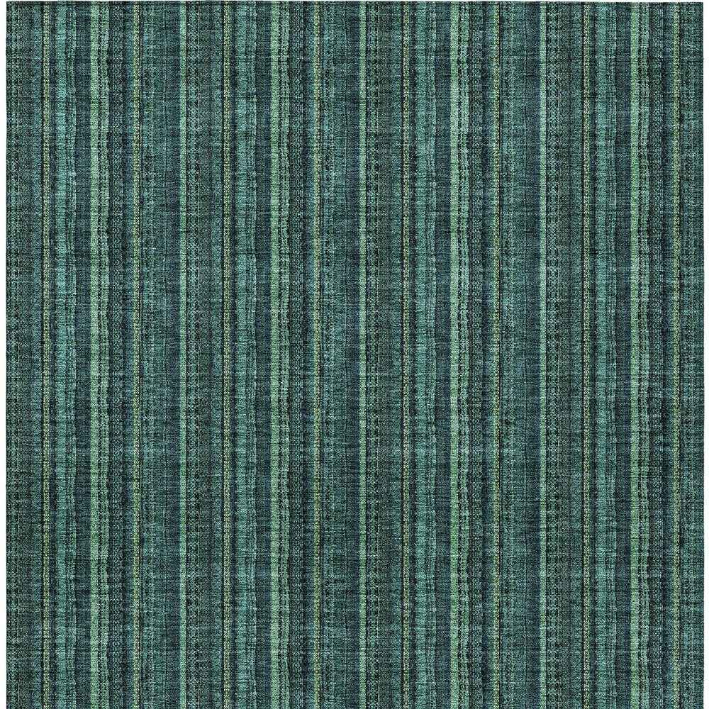 3' X 5' Teal Blue Aqua And Mint Green Striped Washable Indoor Outdoor Area Rug
