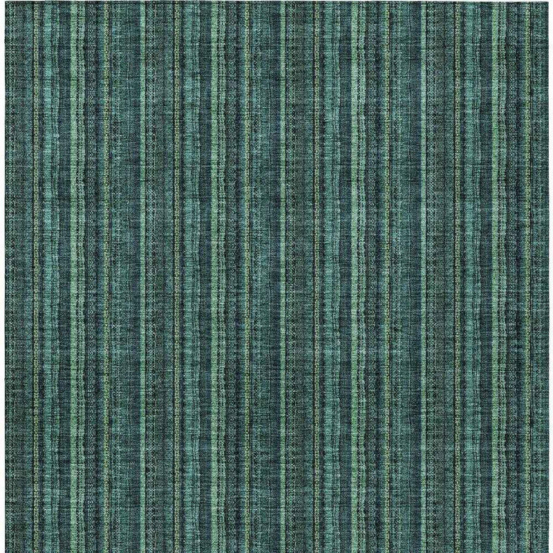 3' X 5' Teal Blue Aqua And Mint Green Striped Washable Indoor Outdoor Area Rug