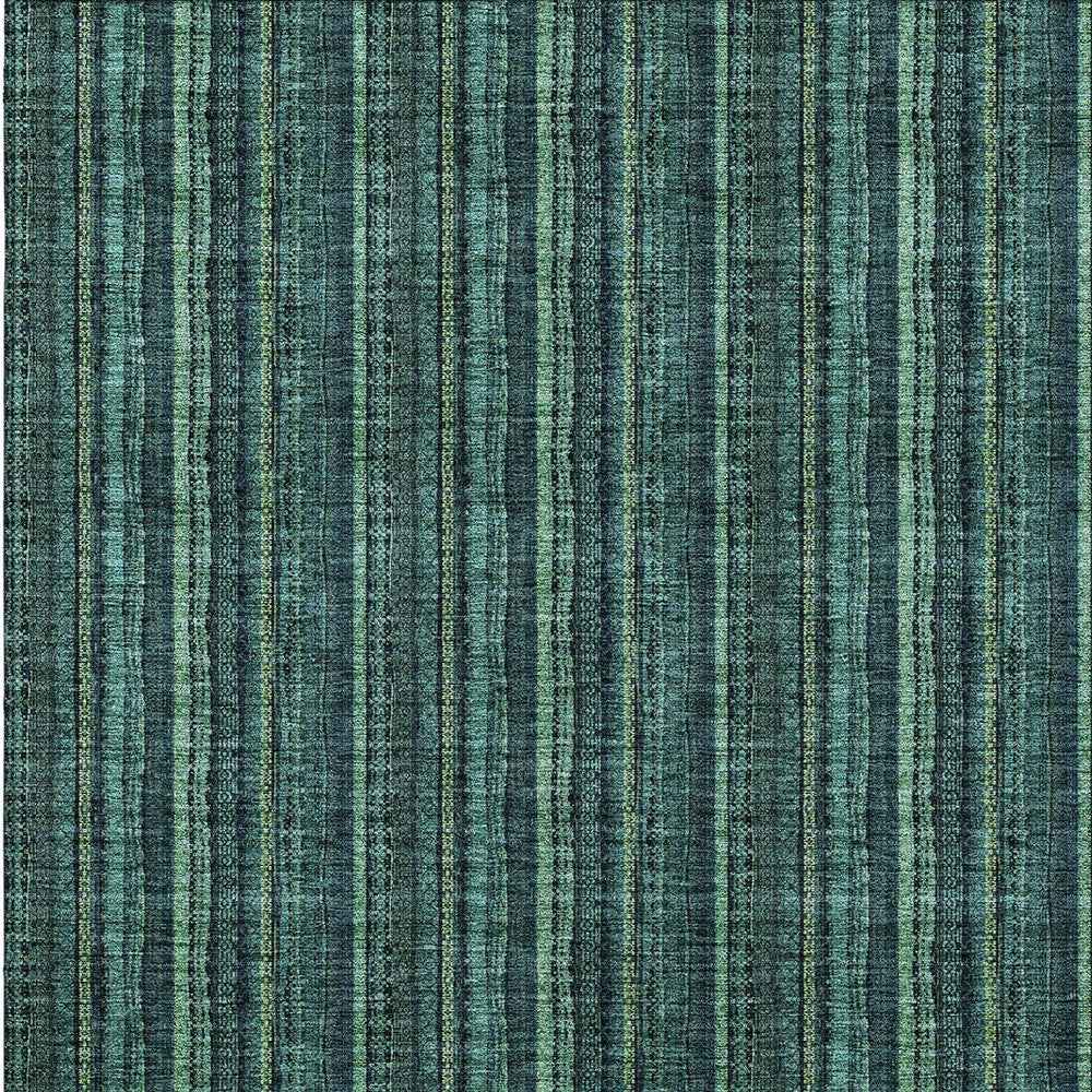 3' X 5' Teal Blue Aqua And Mint Green Striped Washable Indoor Outdoor Area Rug