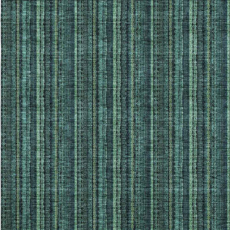 3' X 5' Teal Blue Aqua And Mint Green Striped Washable Indoor Outdoor Area Rug