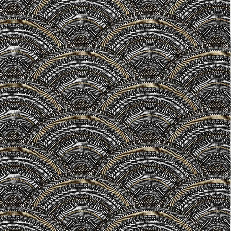 8' X 10' Black Ivory And Gold Geometric Washable Indoor Outdoor Area Rug