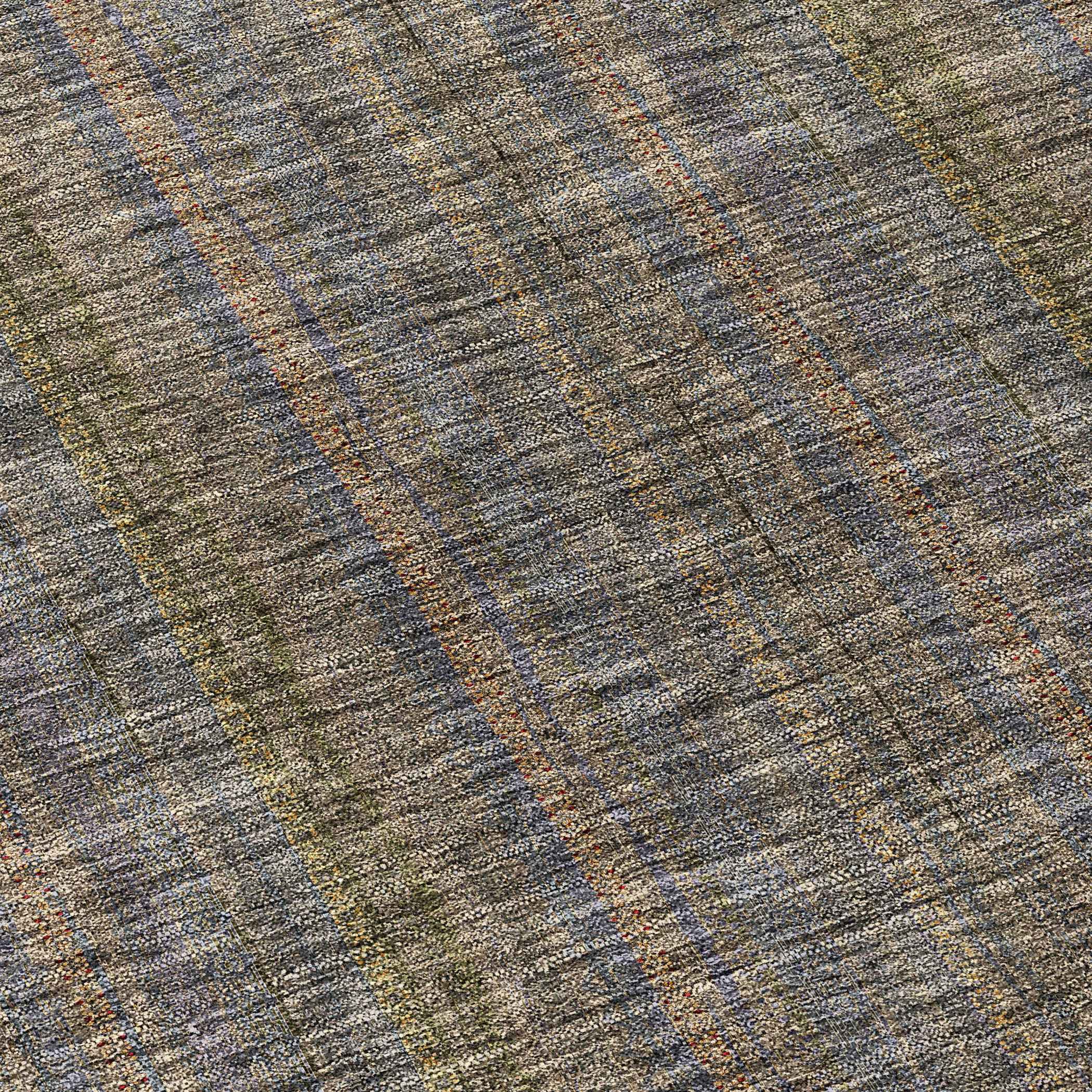 8' Taupe Denim Blue And Olive Green Round Striped Washable Indoor Outdoor Area Rug