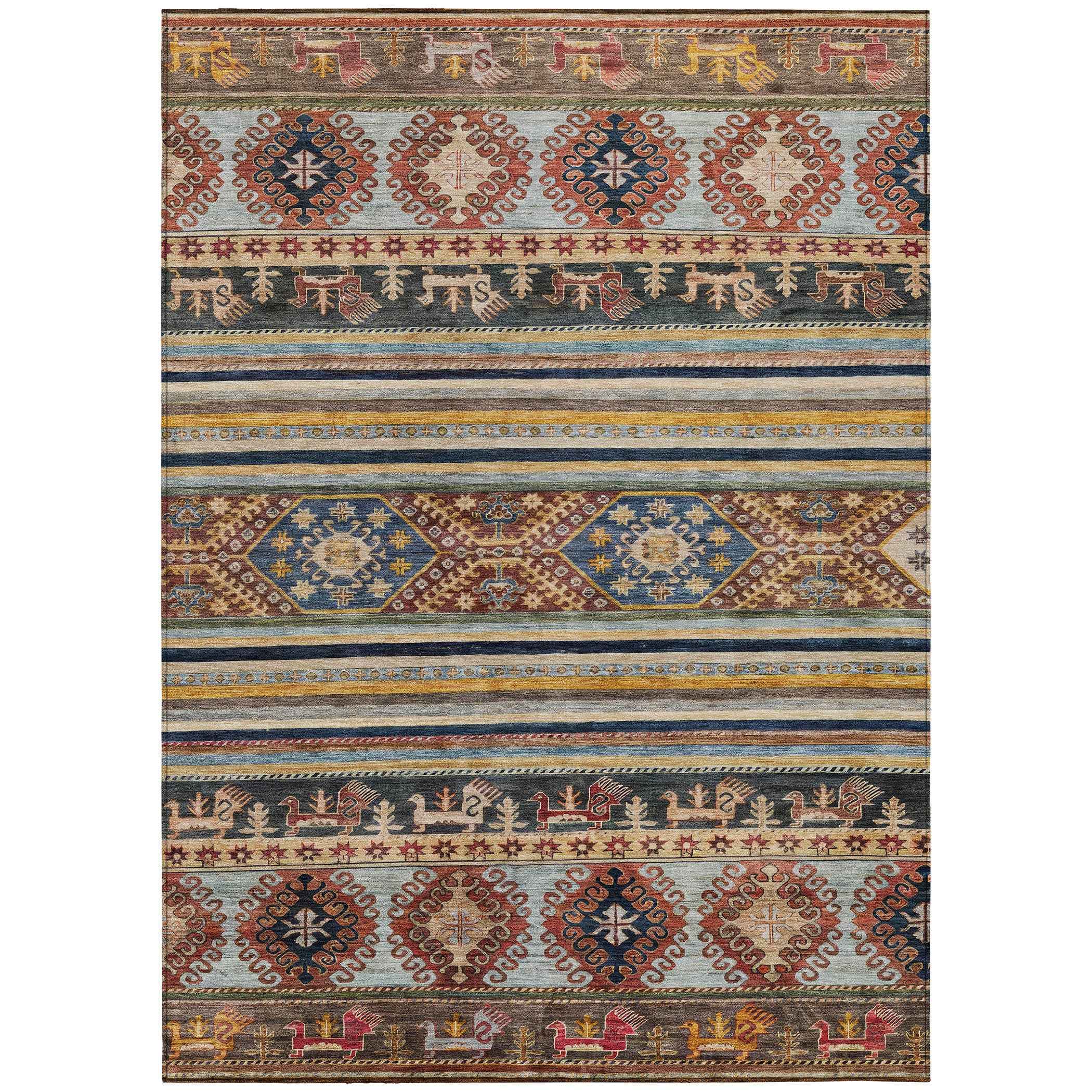 3' X 5' Rust Gray And Gold Tribal Washable Indoor Outdoor Area Rug