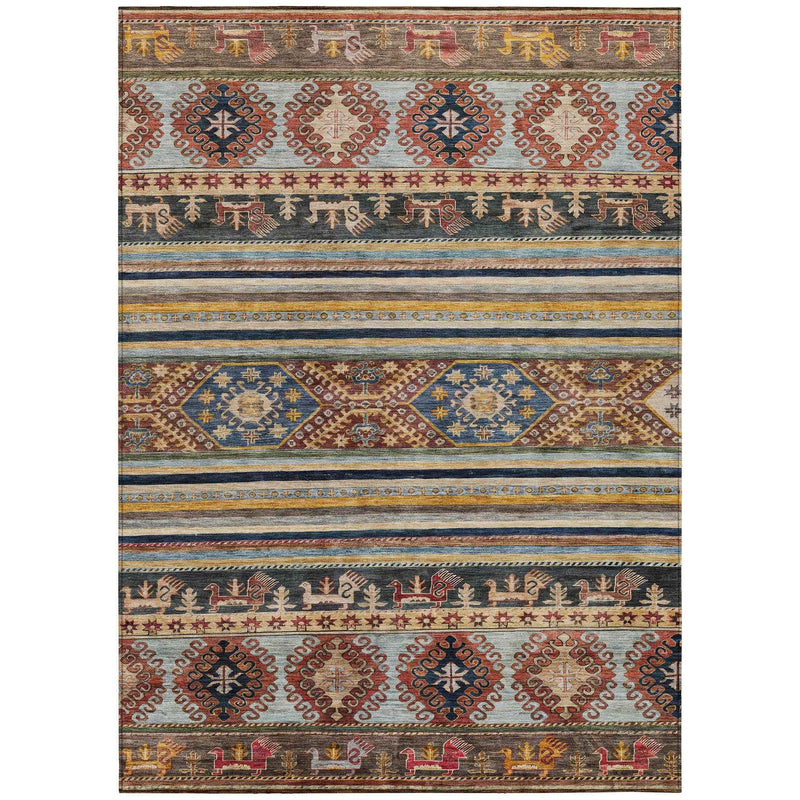 3' X 5' Rust Gray And Gold Tribal Washable Indoor Outdoor Area Rug