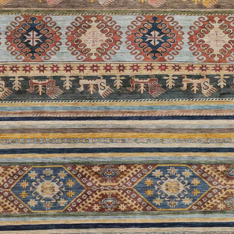 3' X 5' Rust Gray And Gold Tribal Washable Indoor Outdoor Area Rug