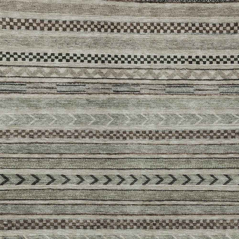 10' X 14' Taupe And Brown Striped Washable Indoor Outdoor Area Rug