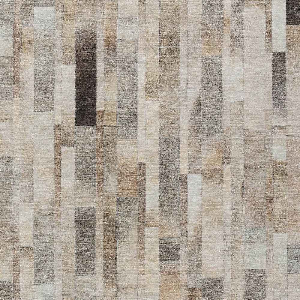 3' X 5' Taupe And Gray Striped Washable Indoor Outdoor Area Rug