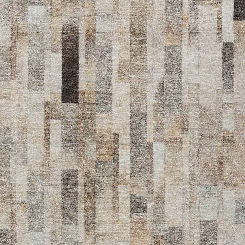 3' X 5' Taupe And Gray Striped Washable Indoor Outdoor Area Rug