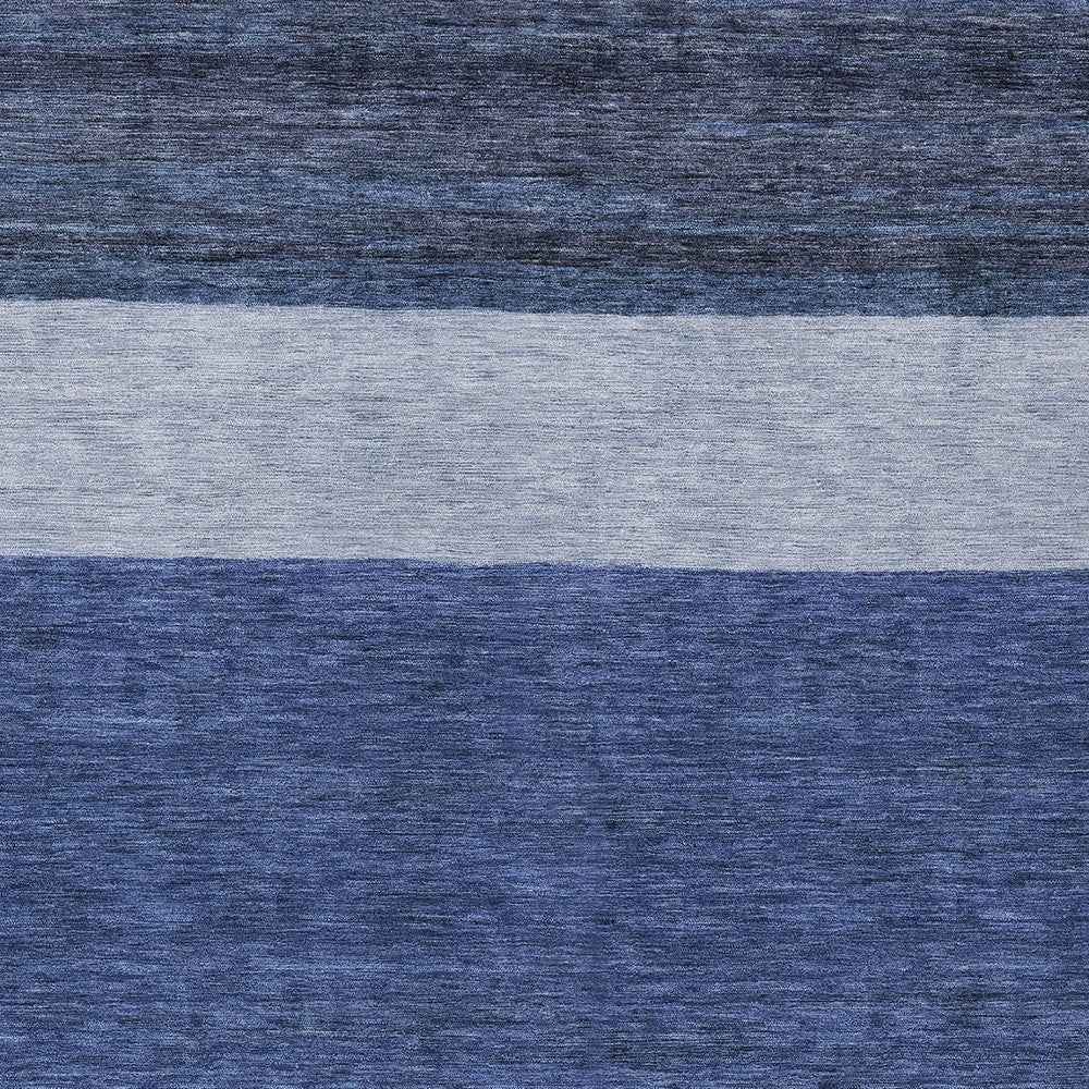 3' X 5' Navy Blue Sky Blue And Charcoal Abstract Washable Indoor Outdoor Area Rug