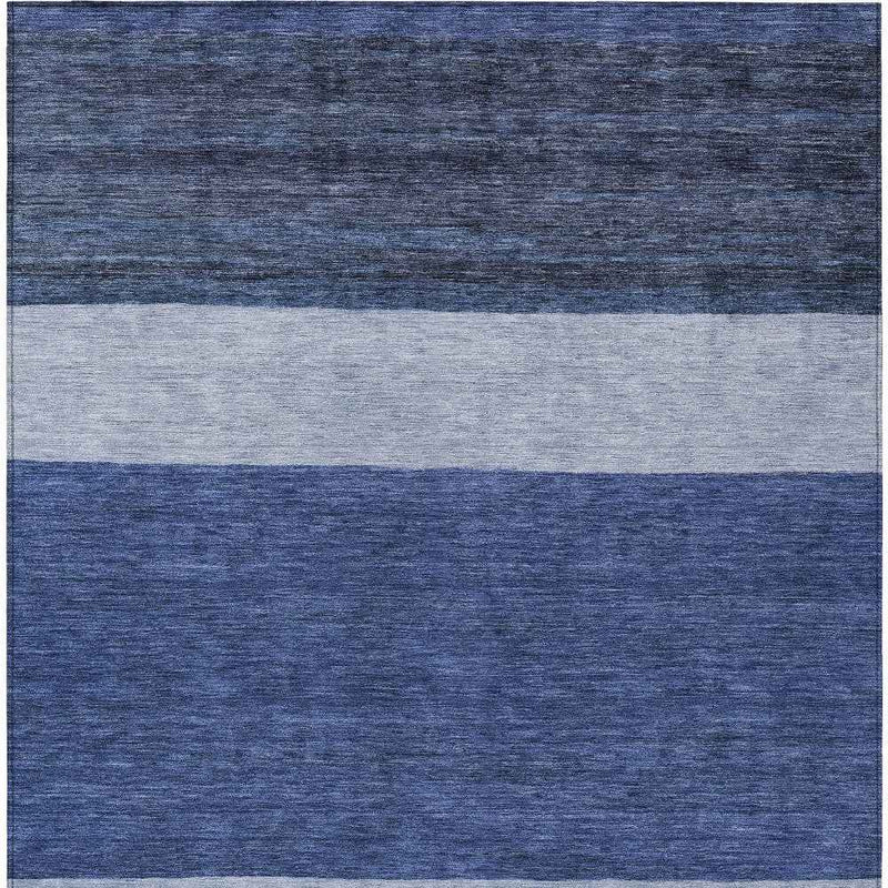 9' X 12' Navy Blue Sky Blue And Charcoal Abstract Washable Indoor Outdoor Area Rug