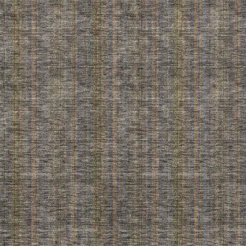 3' X 5' Taupe Denim Blue And Olive Green Striped Washable Indoor Outdoor Area Rug