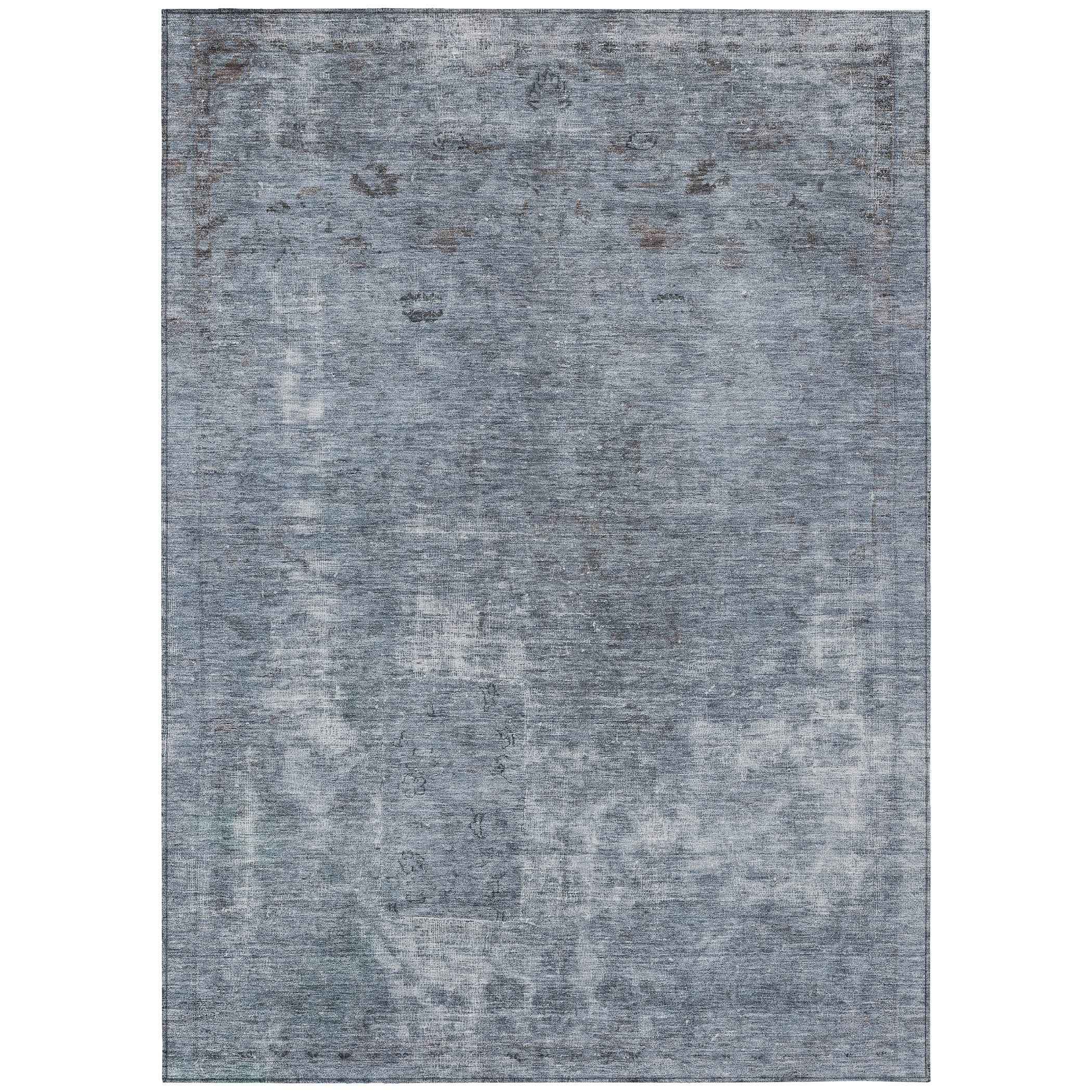 10' X 14' Blue And Gray Abstract Washable Indoor Outdoor Area Rug