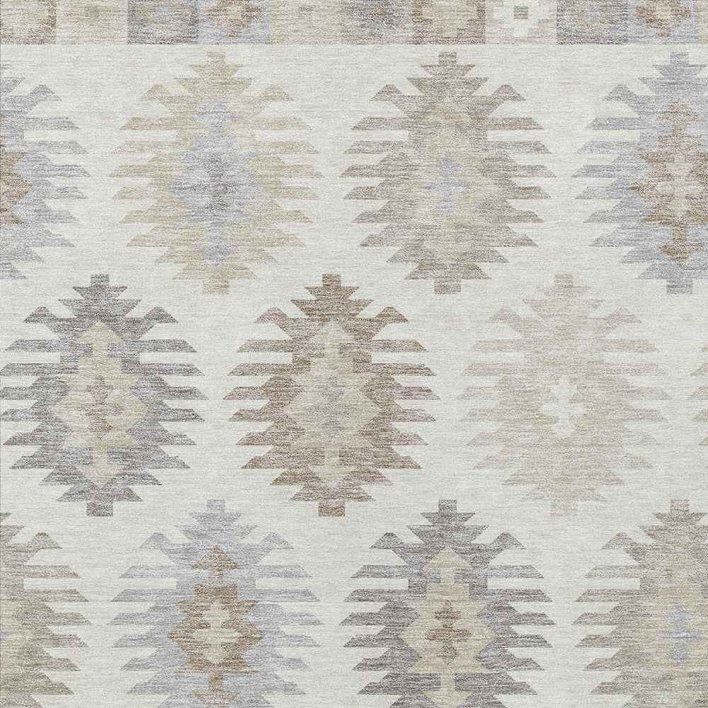 3' X 5' Ivory Khaki And Gray Southwestern Washable Indoor Outdoor Area Rug
