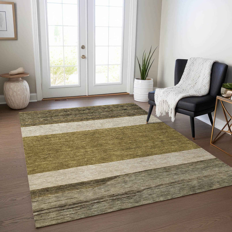 3' X 5' Coffee Ivory And Gray Abstract Washable Indoor Outdoor Area Rug