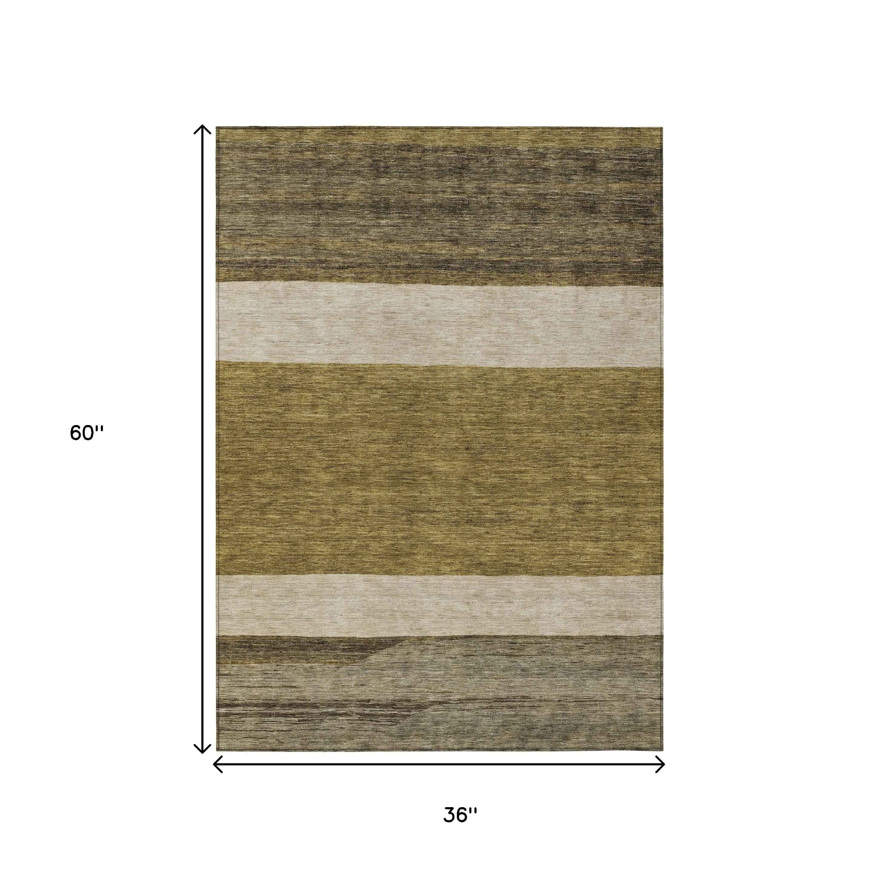 3' X 5' Coffee Ivory And Gray Abstract Washable Indoor Outdoor Area Rug