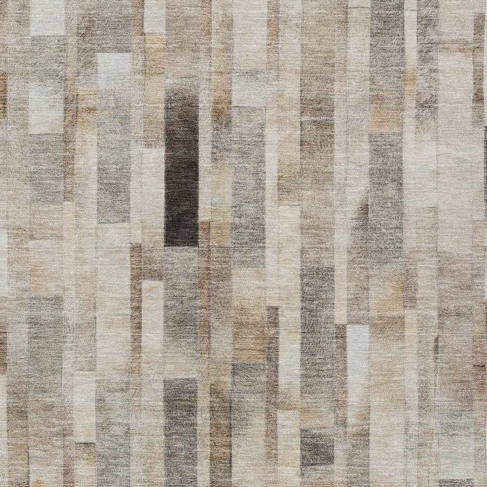 8' X 10' Taupe And Gray Striped Washable Indoor Outdoor Area Rug