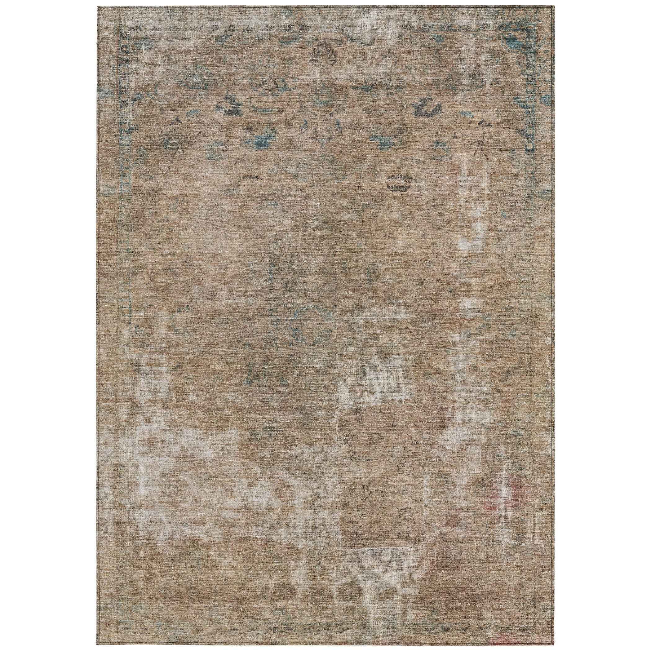 10' X 14' Beige And Taupe Abstract Washable Indoor Outdoor Area Rug
