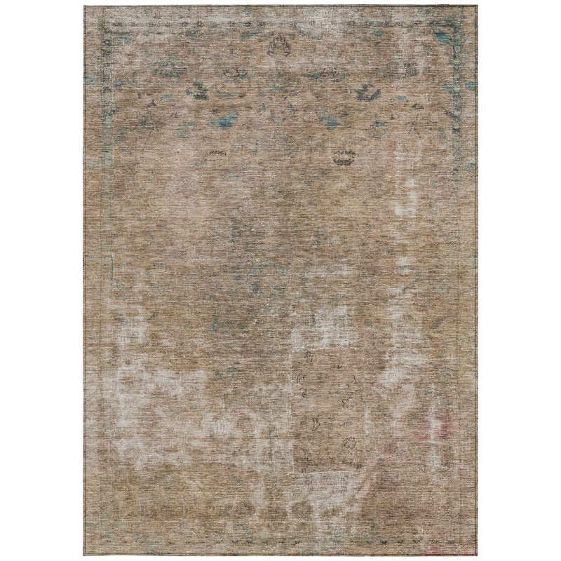 10' X 14' Beige And Taupe Abstract Washable Indoor Outdoor Area Rug