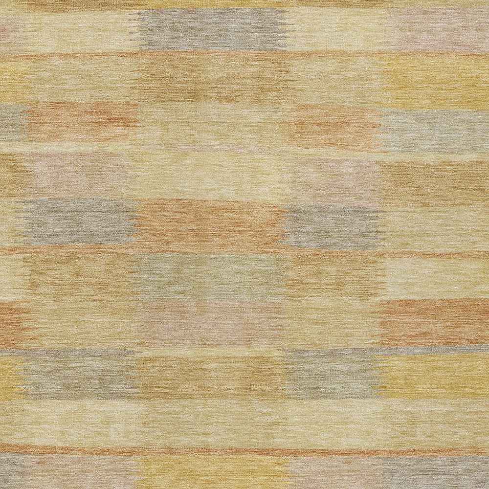 3' X 5' Wheat Beige And Gold Striped Washable Indoor Outdoor Area Rug
