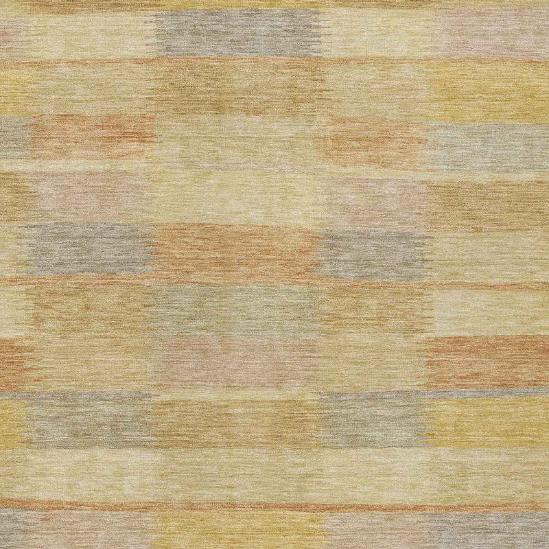 3' X 5' Wheat Beige And Gold Striped Washable Indoor Outdoor Area Rug