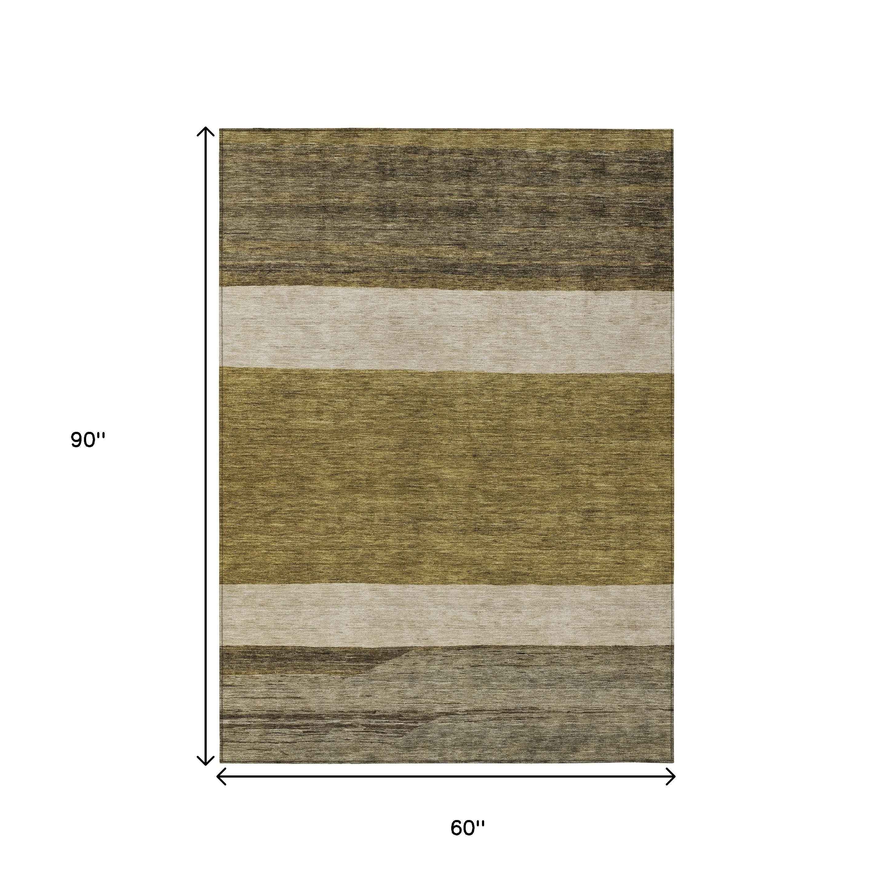 5' X 8' Coffee Ivory And Gray Abstract Washable Indoor Outdoor Area Rug