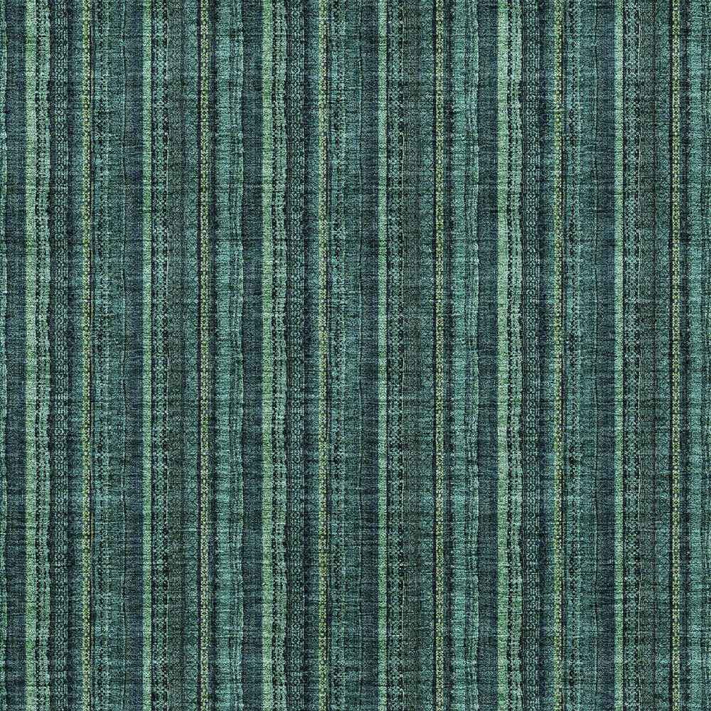 9' X 12' Teal Blue Aqua And Mint Green Striped Washable Indoor Outdoor Area Rug