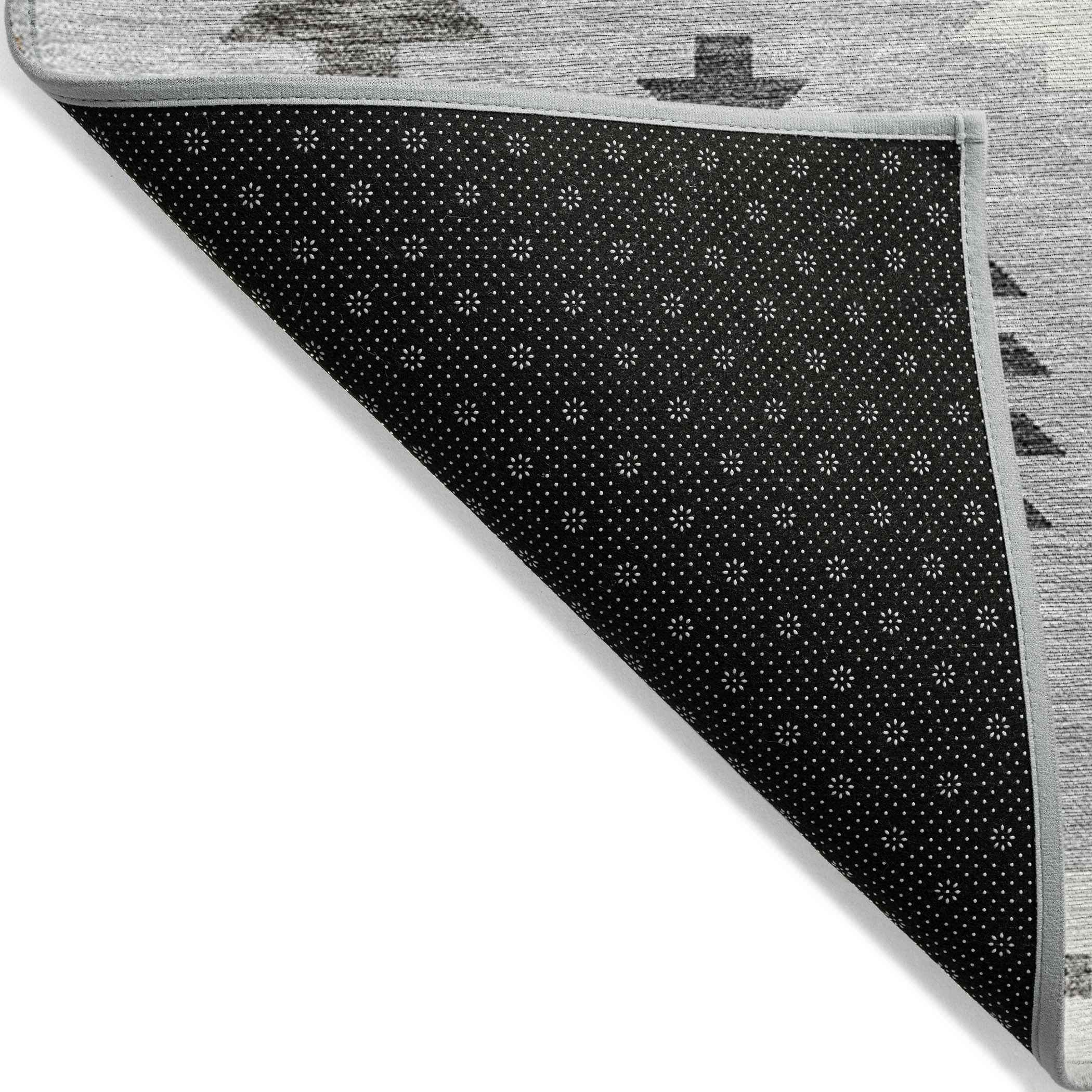 8' X 10' Silver Beige And Charcoal Southwestern Washable Indoor Outdoor Area Rug