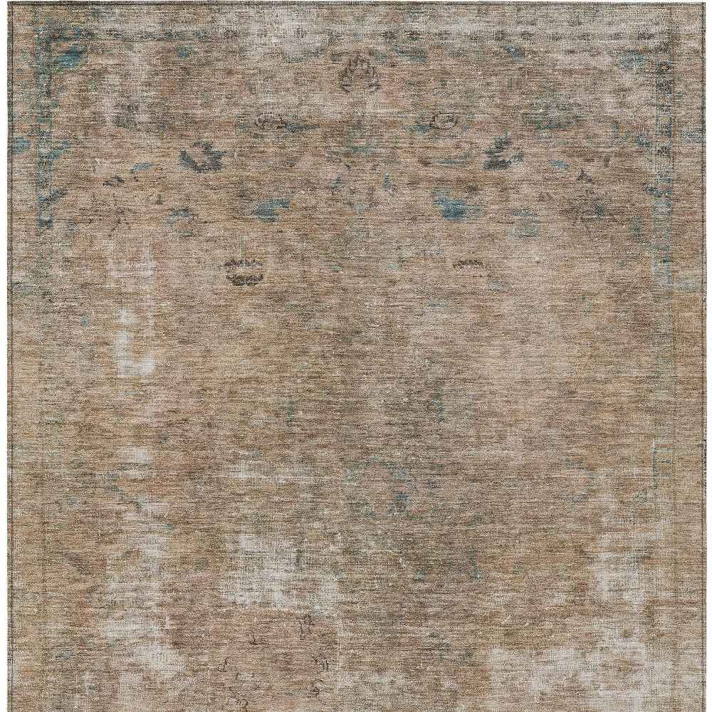 8' X 10' Beige And Taupe Abstract Washable Indoor Outdoor Area Rug