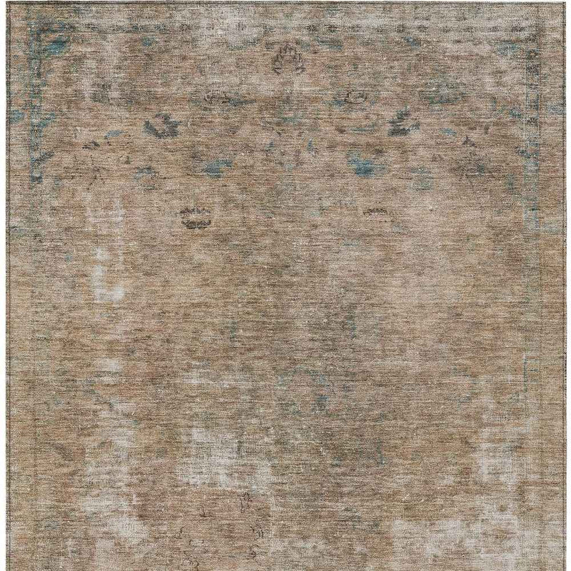 8' X 10' Beige And Taupe Abstract Washable Indoor Outdoor Area Rug
