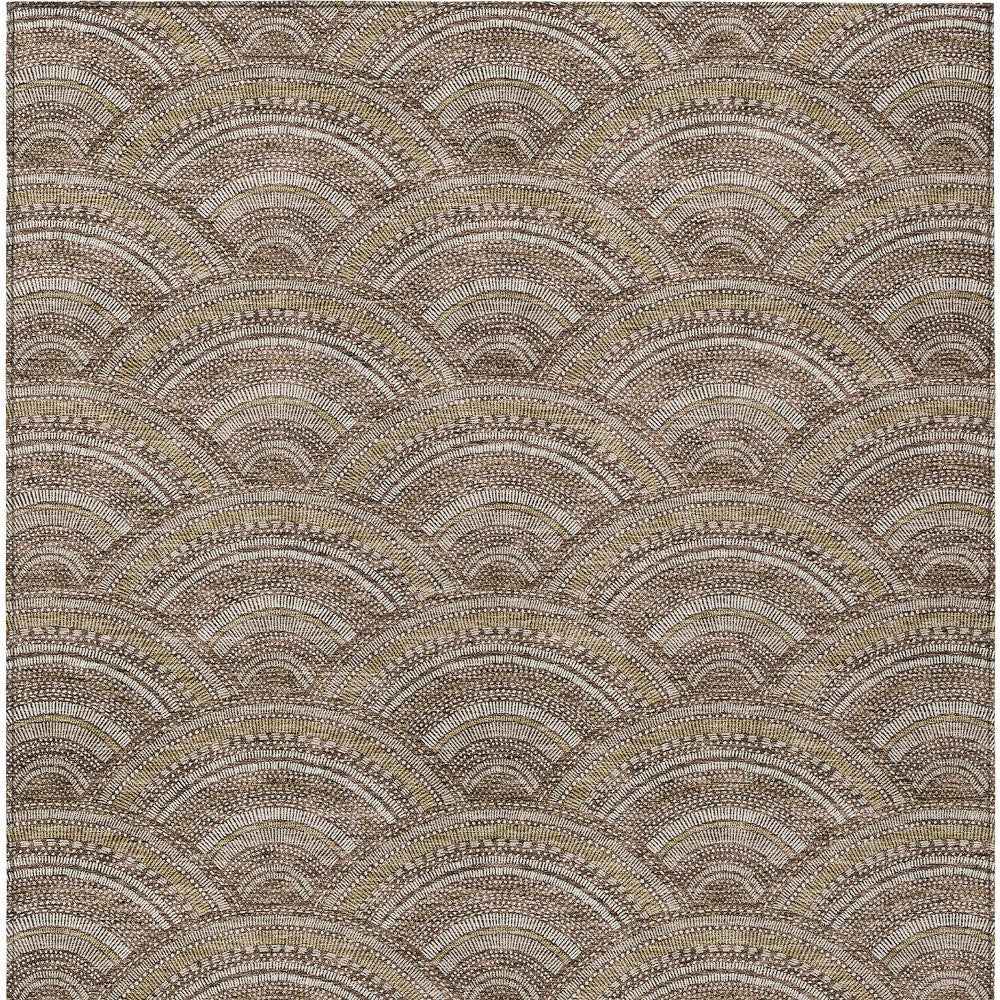 5' X 8' Brown Beige And Taupe Geometric Washable Indoor Outdoor Area Rug