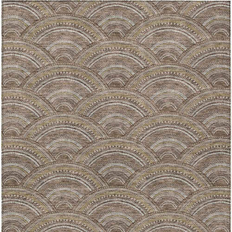 5' X 8' Brown Beige And Taupe Geometric Washable Indoor Outdoor Area Rug