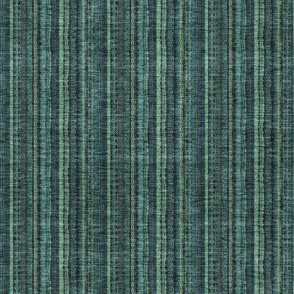 10' X 14' Teal Blue Aqua And Mint Green Striped Washable Indoor Outdoor Area Rug
