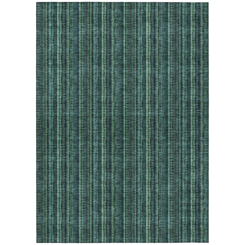 10' X 14' Teal Blue Aqua And Mint Green Striped Washable Indoor Outdoor Area Rug