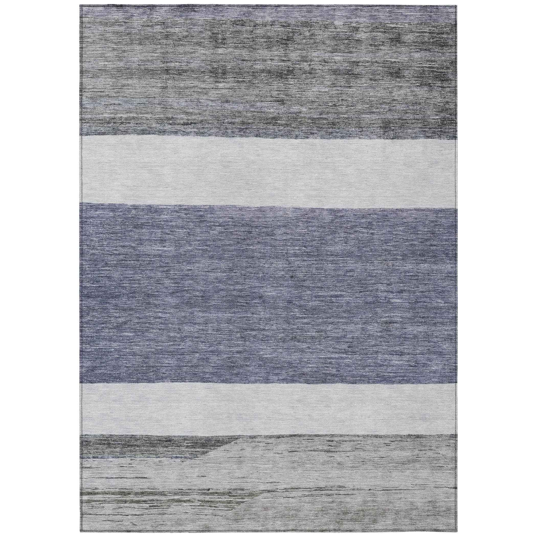 3' X 5' Denim Blue Ivory And Gray Abstract Washable Indoor Outdoor Area Rug